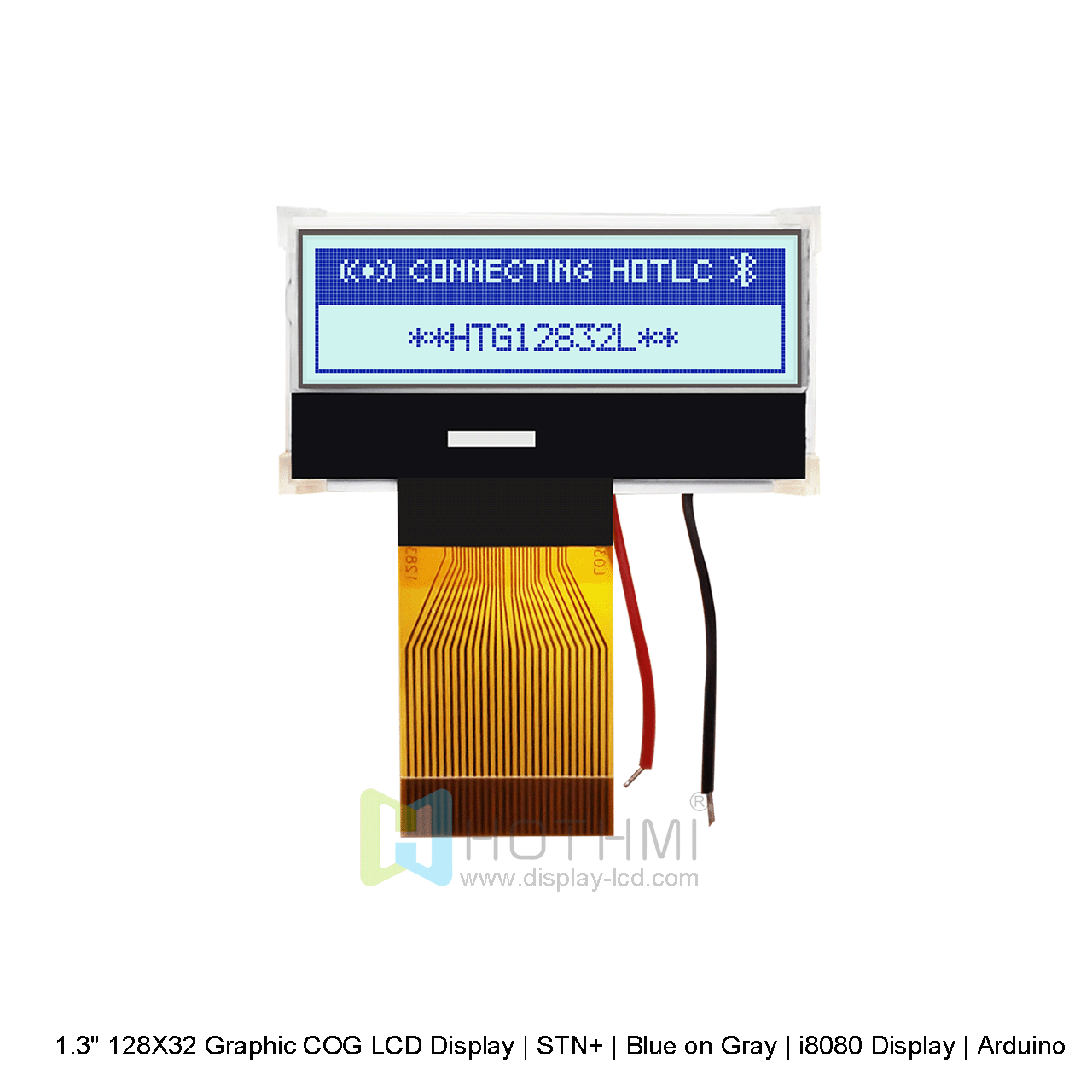 1.3" 128X32 Graphic COG LCD Display | STN+ | Blue on Gray | i8080 Display | Arduino