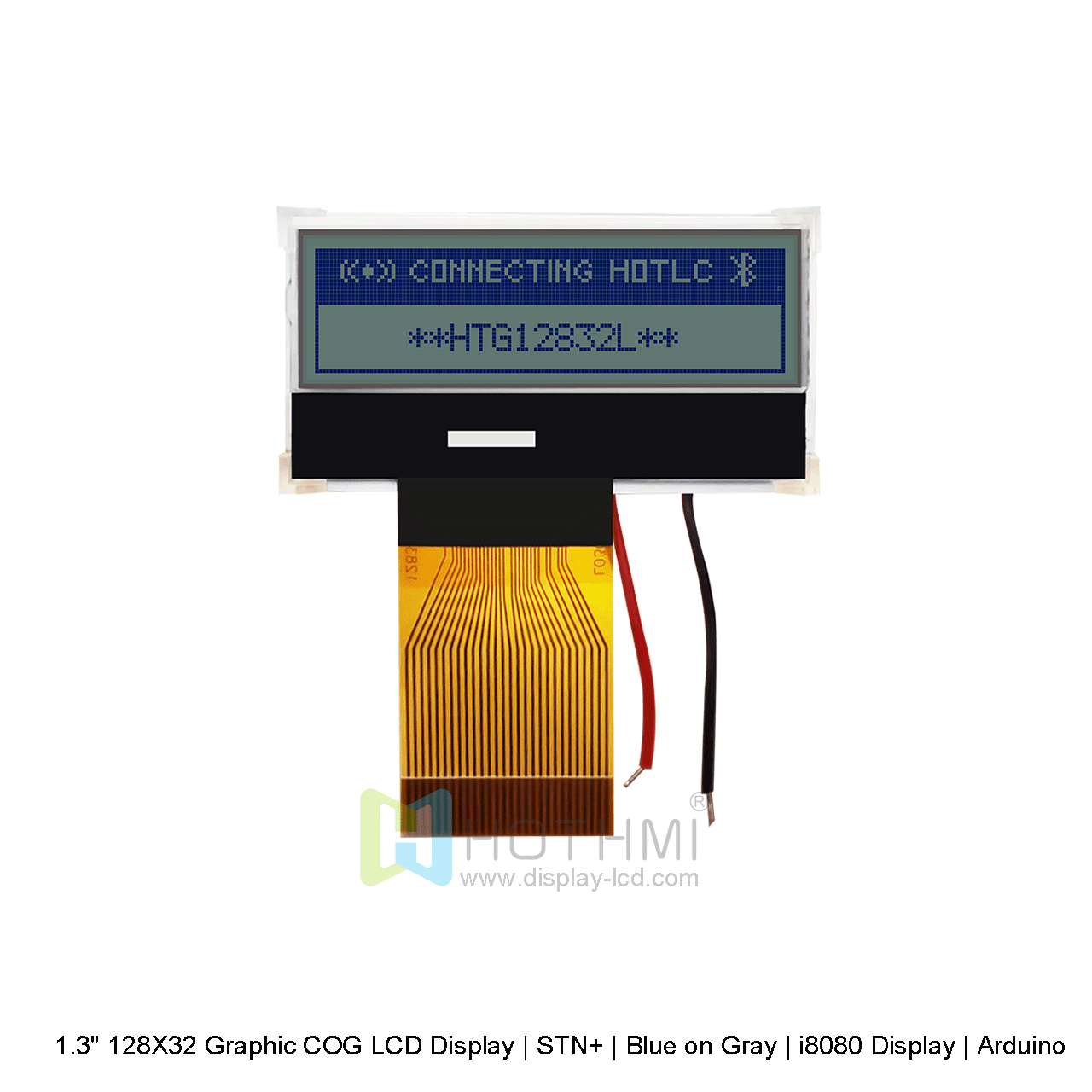 1.3" 128X32 Graphic COG LCD Display | STN+ | Blue on Gray | i8080 Display | Arduino