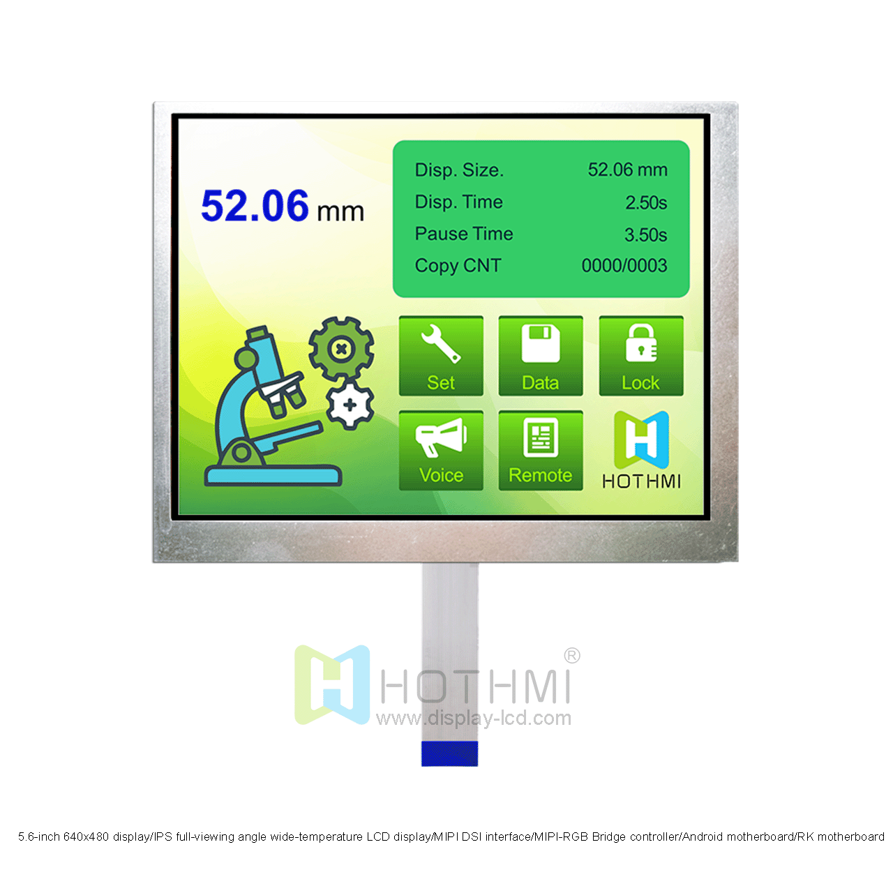 5.6-inch 640x480 display/IPS full-viewing angle wide-temperature LCD display/MIPI DSI interface/MIPI-RGB Bridge controller/Android motherboard/RK motherboard