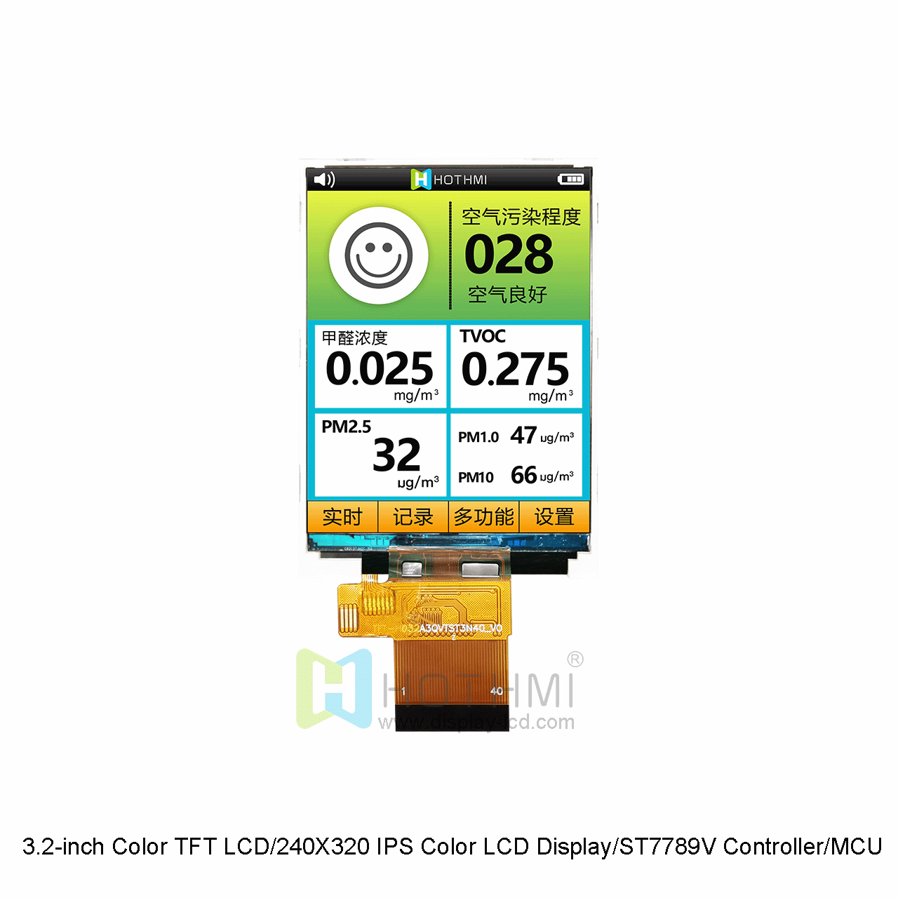 3.2-inch Color TFT LCD/240X320 Color LCD Display/IPS Full Viewing Angle Display/With ST7789V Controller/MCU Interface/FPC Plug/C8051/Arduino/STM32