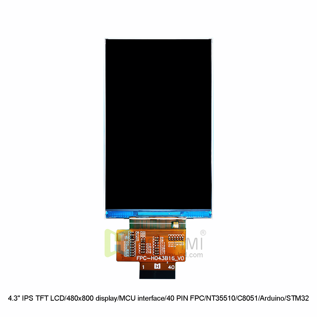 4.3" IPS TFT LCD/480x800 display/MCU interface/40 PIN FPC/NT35510/C8051/Arduino/STM32