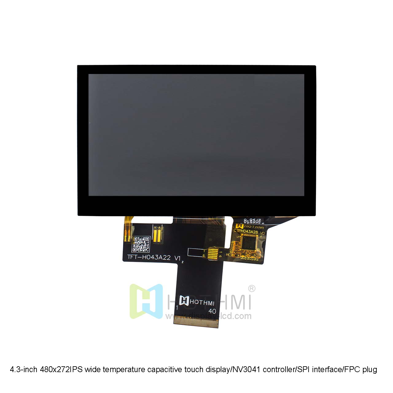 4.3-inch 480x272IPS wide temperature capacitive touch display/NV3041 controller/SPI interface/FPC plug/C8051/Arduino/STM32/sunlight visible displa