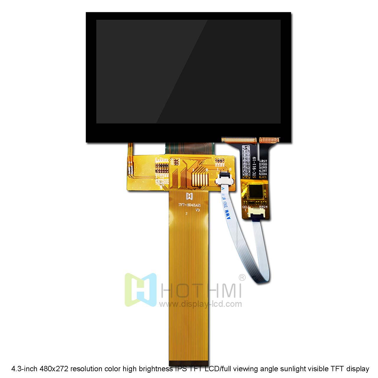 4.3-inch color high brightness capacitive touch TFT LCD/480x272 resolution TFT display/RGB interface/IPS wide temperature TFT/STM32/RK series/sunlight viewable