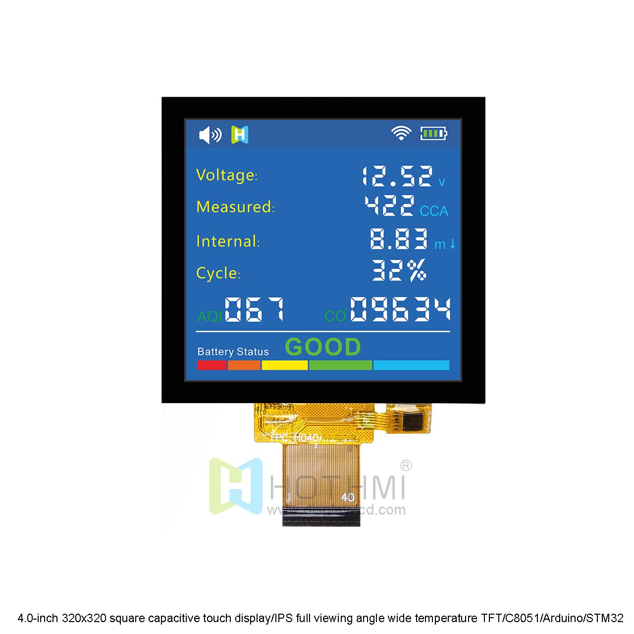 4.0-inch square capacitive touch display/320x320 resolution/SPI interface TFT LCD/IPS full viewing angle wide temperature TFT/C8051/Arduino/STM32