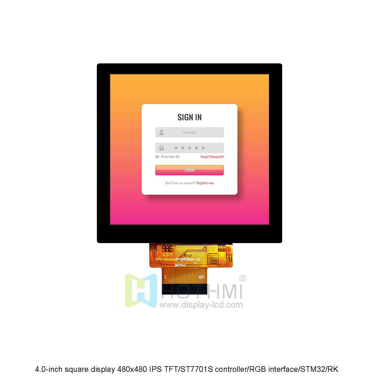 4.0-inch square display 480x480 IPS TFT/ST7701S controller/RGB interface/STM32/RK