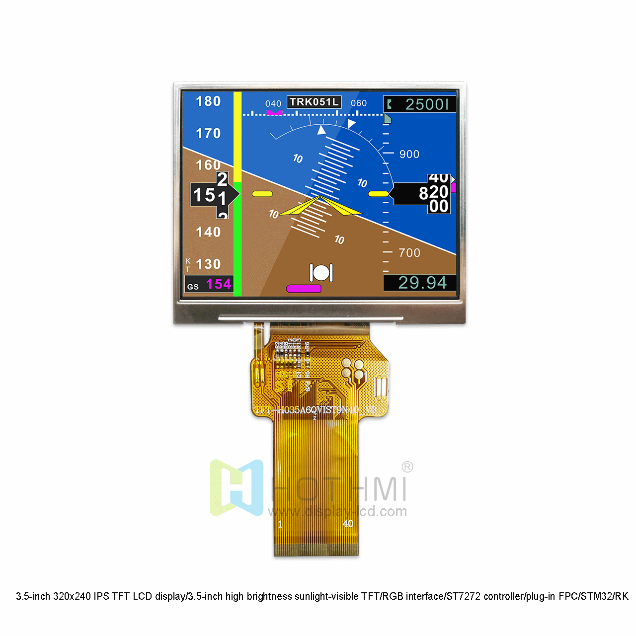 3.5-inch 320x240 IPS TFT LCD display/3.5-inch high brightness sunlight-visible TFT/RGB interface/ST7272 controller/plug-in FPC/STM32/RK