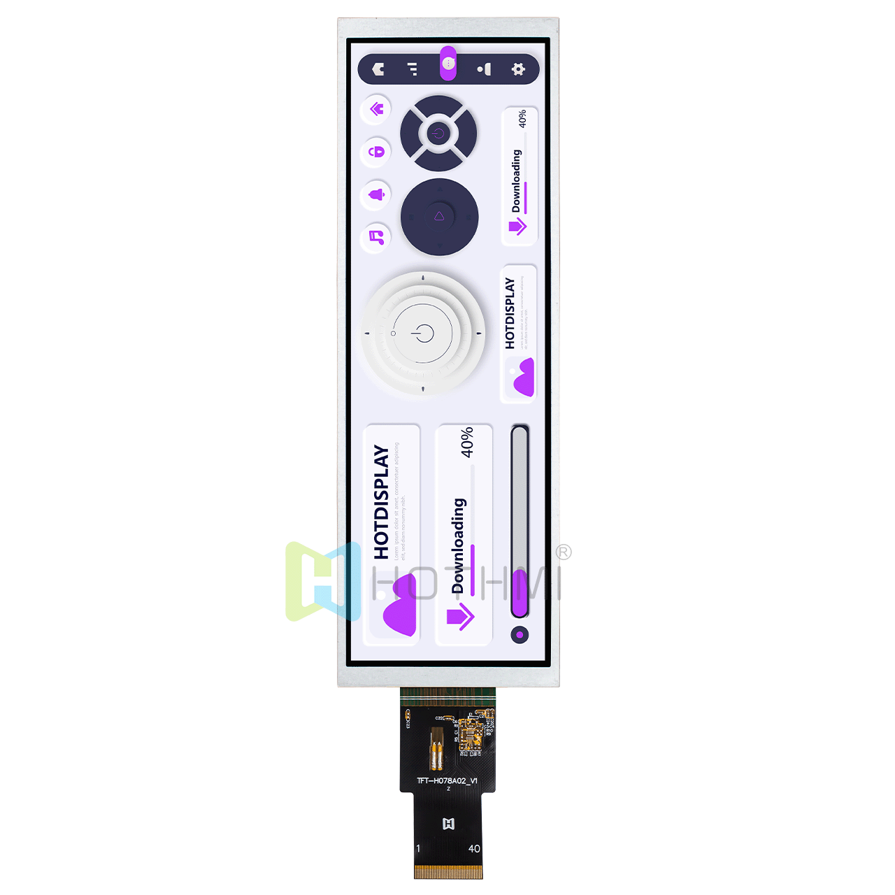 7.8-inch 400x1280 resolution color display / IPS TFT LCD / SPI+LVDS interface / NV3051 controller / ultra-high brightness wide-angle TFT LCD / sunlight visible/C8051/Arduino/STM32