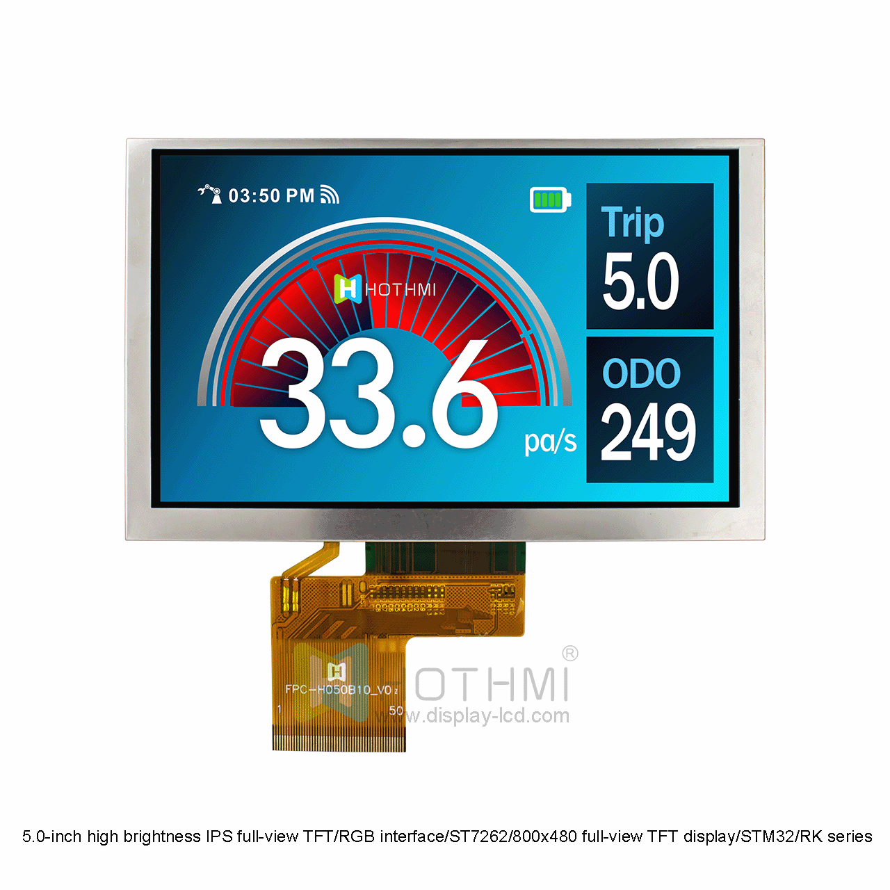 5.0-inch high brightness IPS full-view TFT/RGB interface/ST7262/800x480 full-view TFT display/STM32/RK series