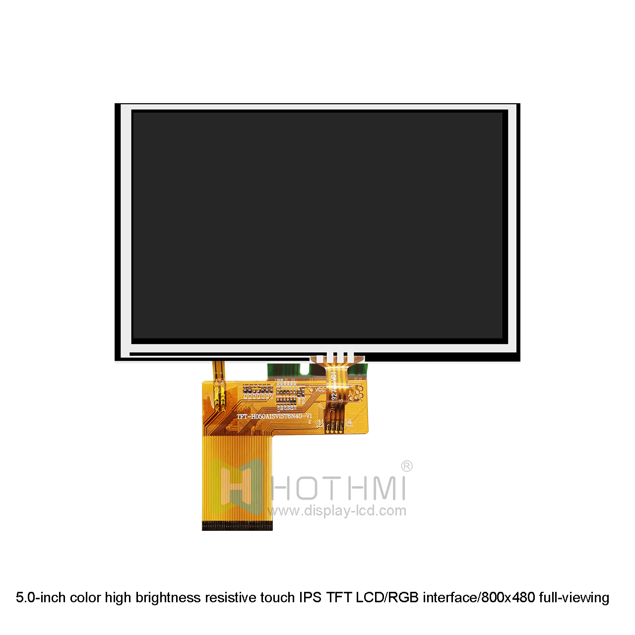 5.0-inch color high brightness resistive touch IPS TFT LCD/RGB interface/800x480 full-viewing angle resistive TFT display/STM32/RK series/ST7262