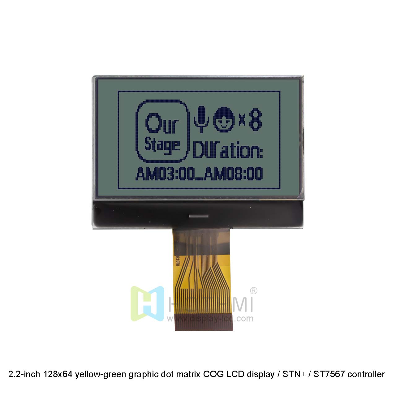 2.2-inch 128x64 yellow-green graphic dot matrix COG LCD display / STN+ / ST7567 controller / Arduino / 3.3V / 5.0V