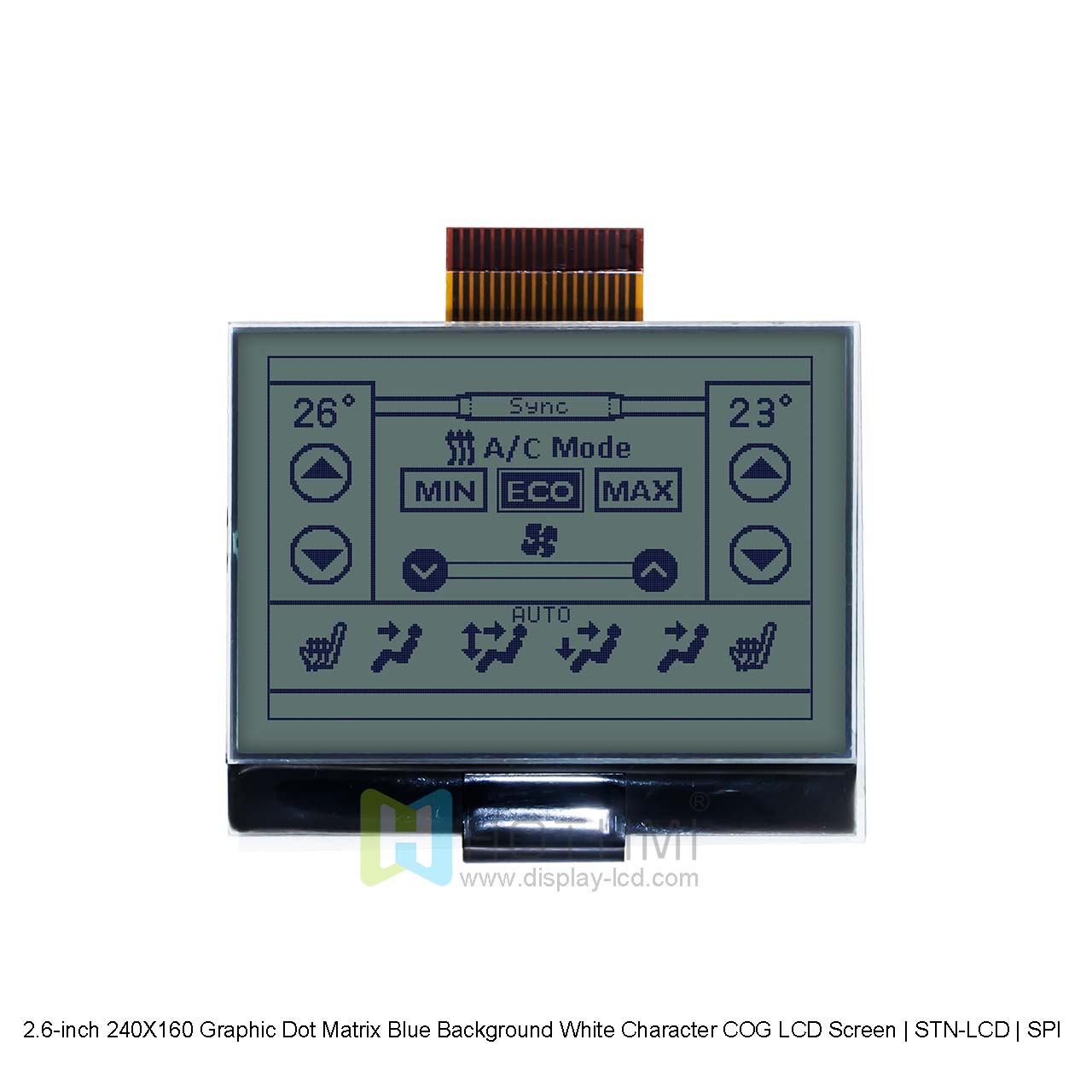 2.6" 240X160 Graphic Dot Matrix COG LCD Screen | STN+Yellow-Green LCD | SPI Interface | Arduino