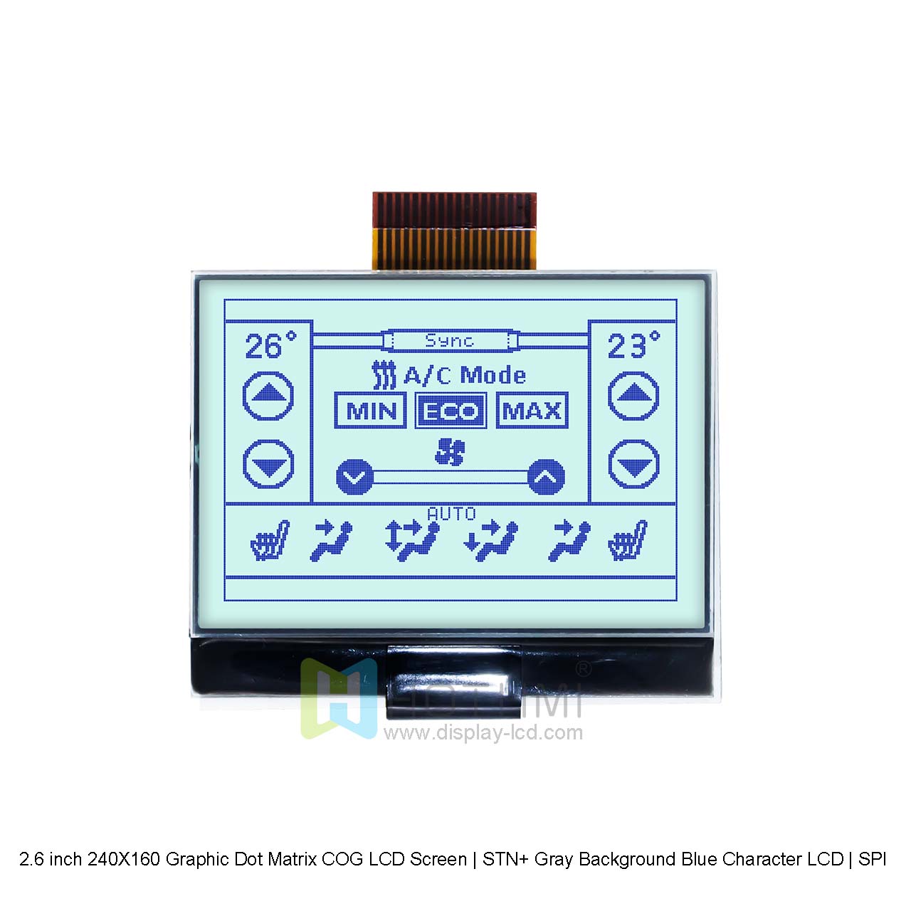 2.6 inch 240X160 Graphic Dot Matrix COG LCD Screen | STN+ Gray Background Blue Character LCD | SPI Interface | Arduino