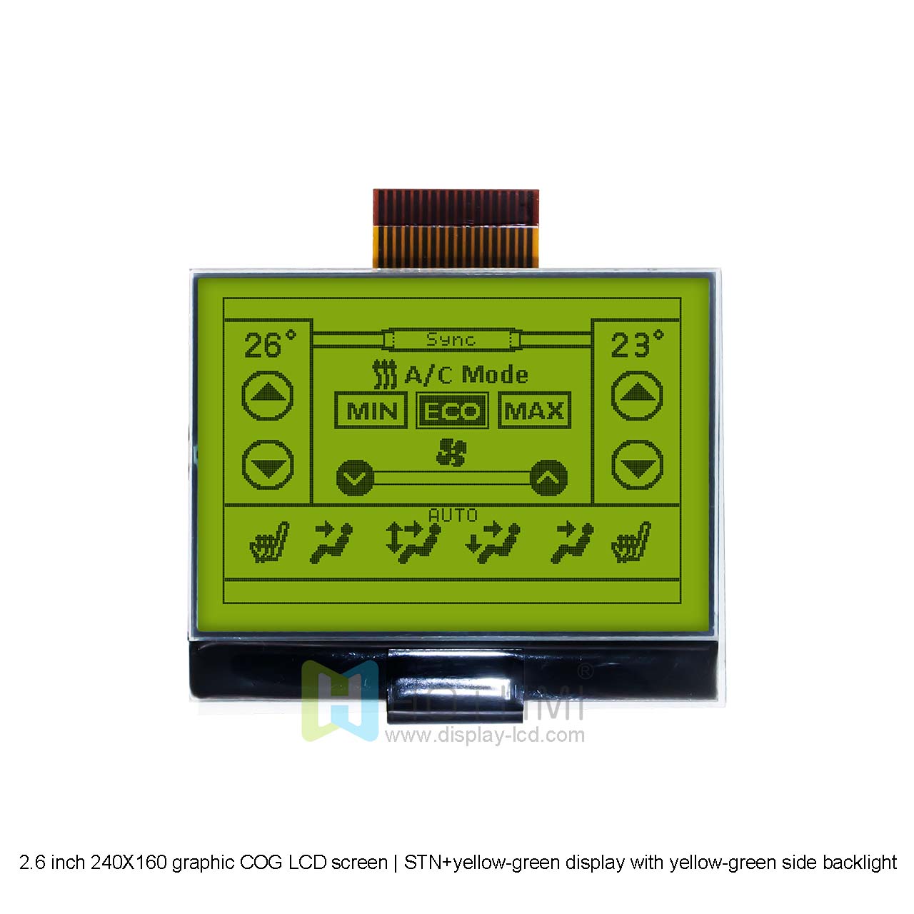 2.6 inch 240X160 graphic COG LCD screen | STN+yellow-green display with yellow-green side backlight | SPI interface | Arduino