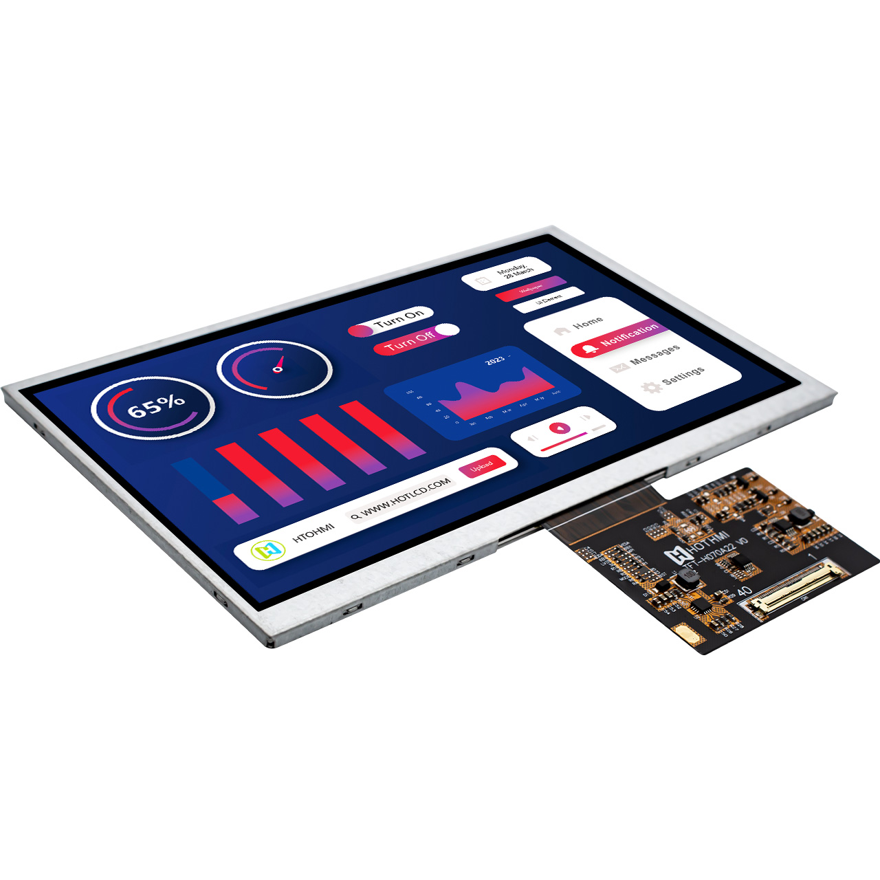 7.0-inch TFT color LCD display / 1024x600 dot matrix IPS full-view color screen / FPC plug-in / T.B.D controller / LVDS interface high-brightness display/Linux/RK