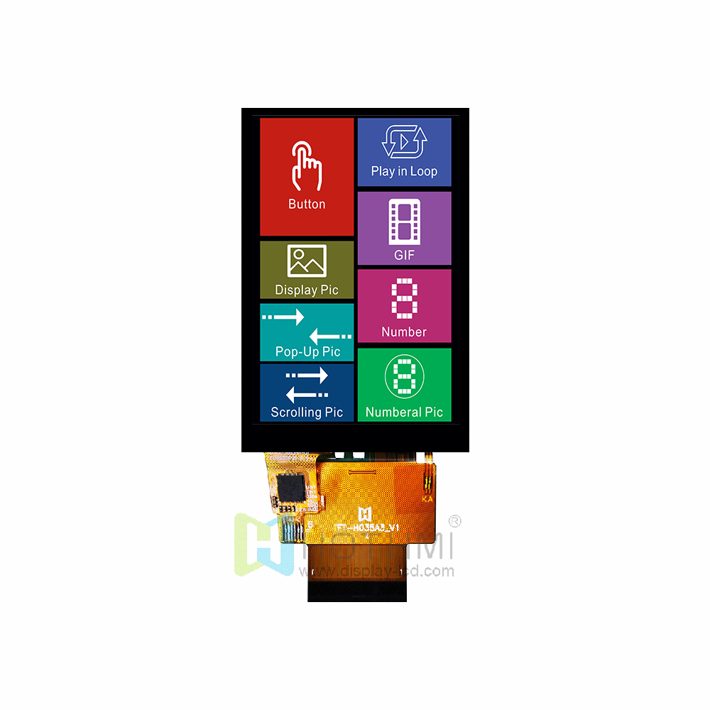 3.5-inch 320x480 full-color IPS display/TFT LCD with capacitive touch/plug-in FPC/multiple interface compatible/ST7796S controller
