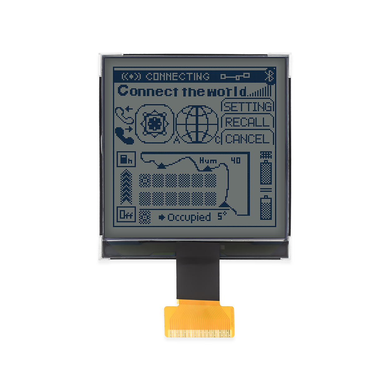 3.3-inch yellow-green 128x128 COG graphic LCD | STN+ dot matrix LCD | Arduino